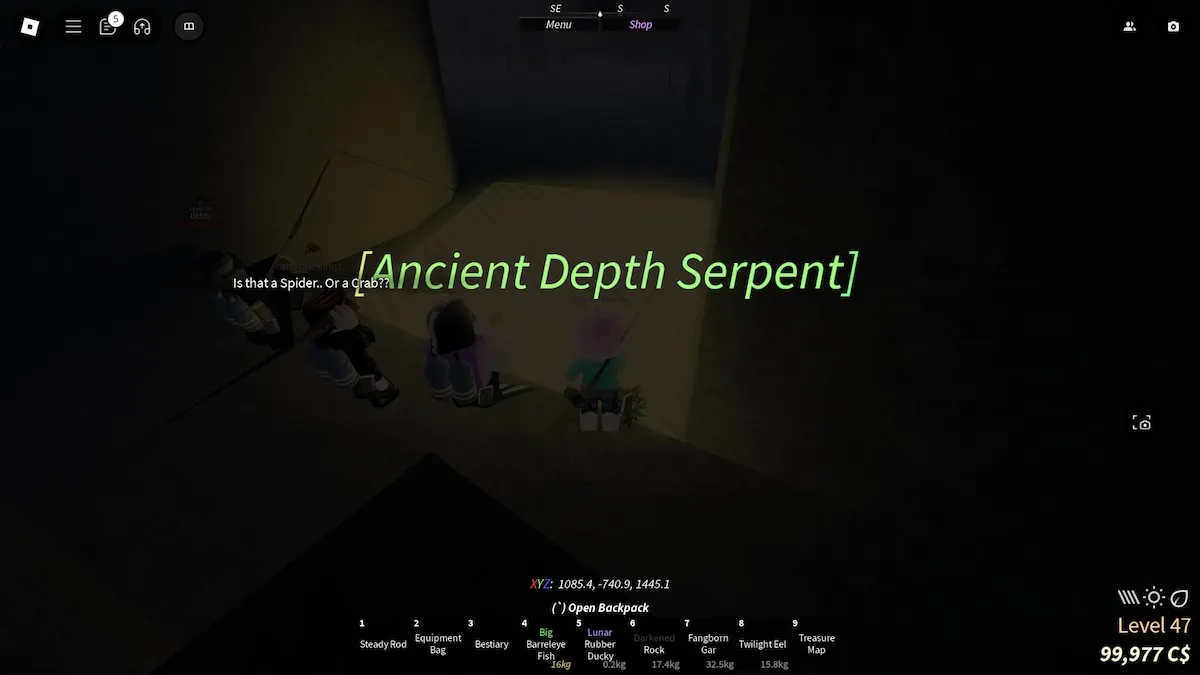 A spawn area for the Ancient Depth Serpent in The Depths on Roblox Fisch.