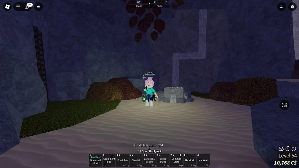 Archaeological Site Island cave door and panel in Fisch on Roblox.