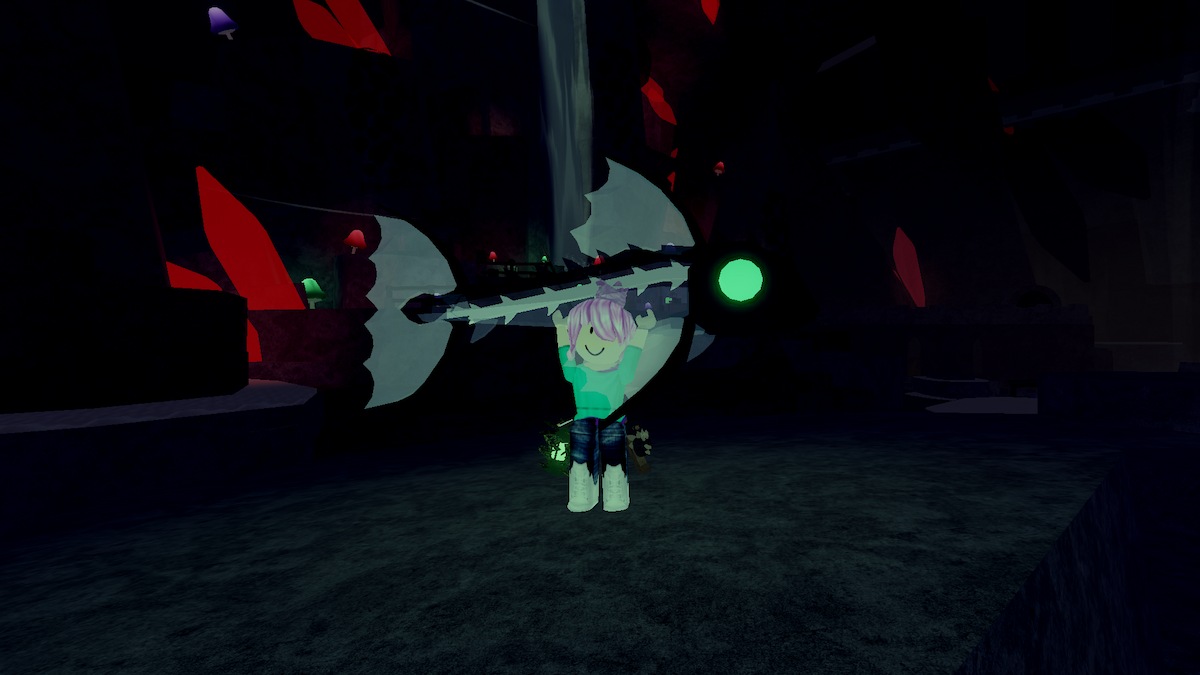 A Barreleye Fish caught in The Depths in Roblox Fisch.