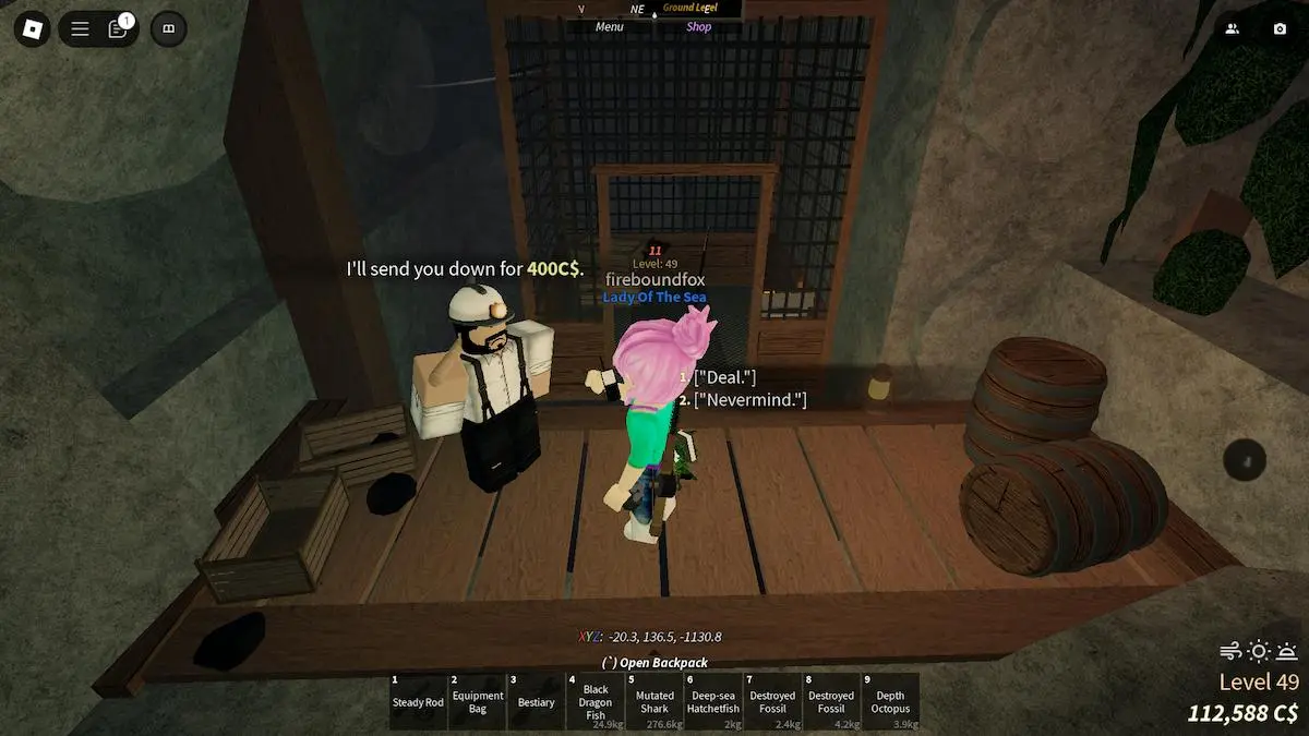 The elevator NPC in Fisch on Roblox.