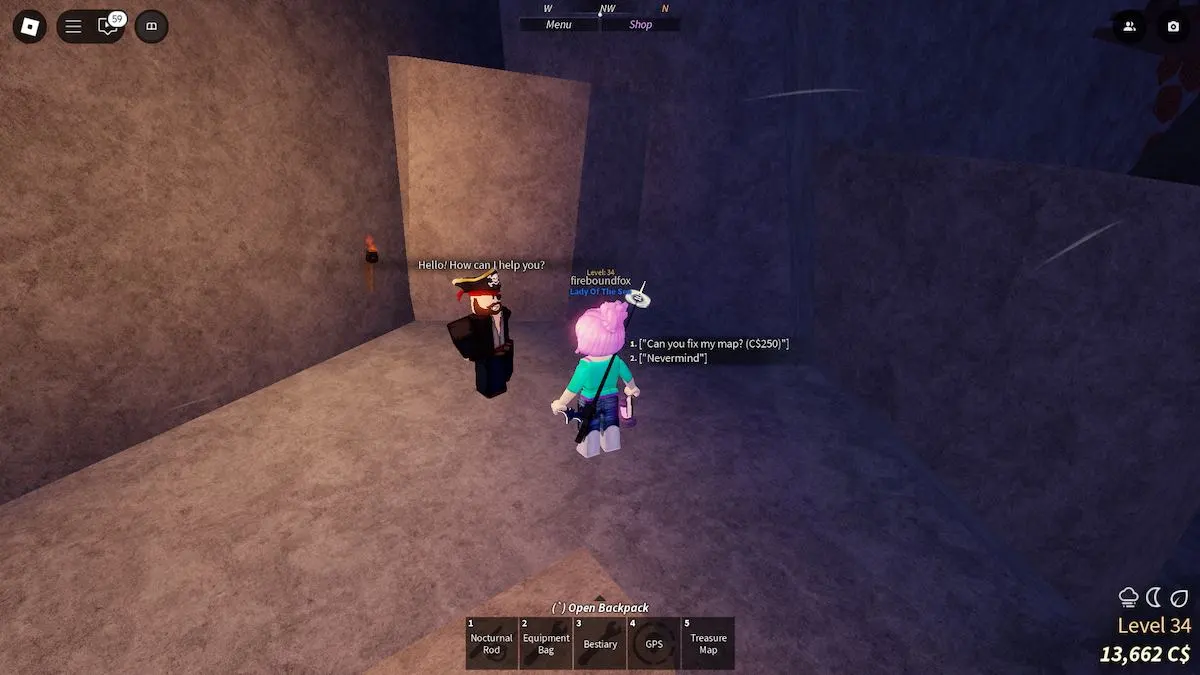 Jack Marrow location in Fisch on Roblox.