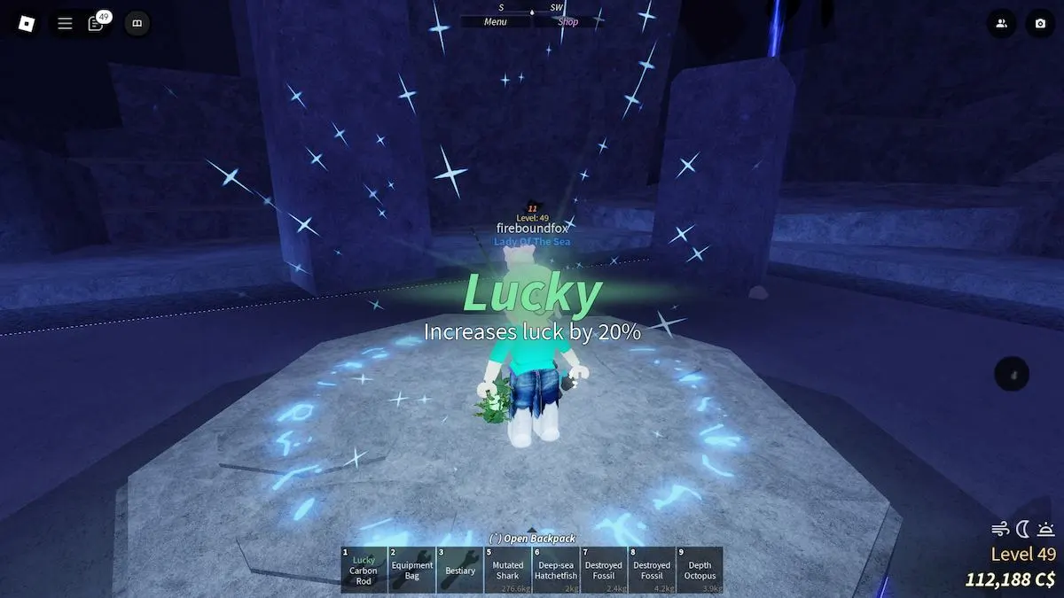 Winning the Lucky Charm in Fisch on Roblox.