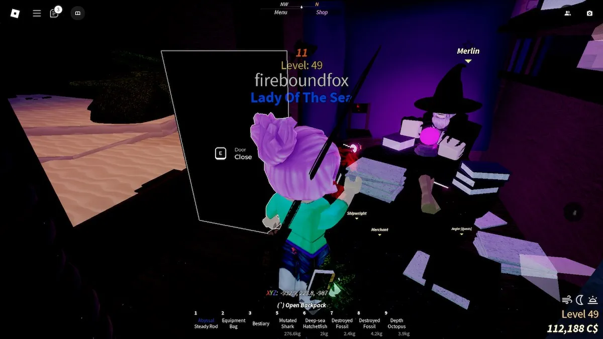 Finding Merlin on Sunstone Island in Fisch on Roblox.