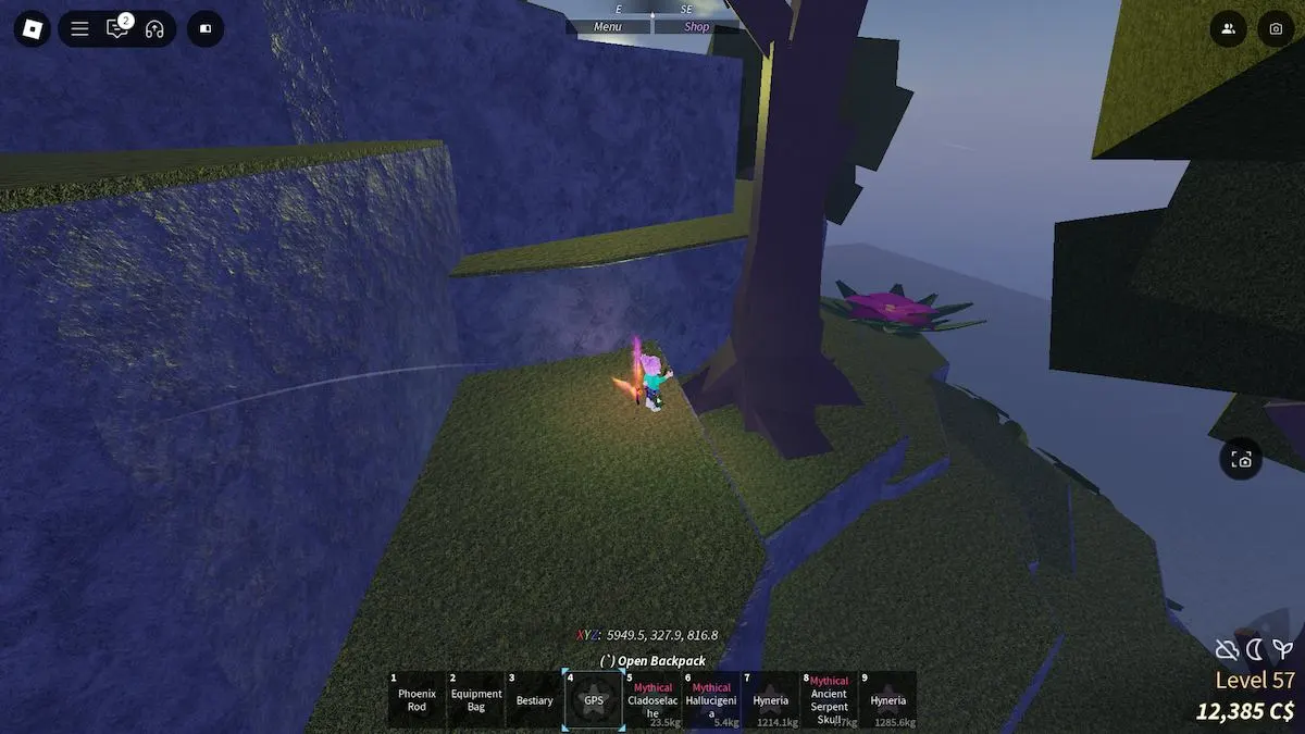 The way to the Pheonix Rod in Roblox Fisch.