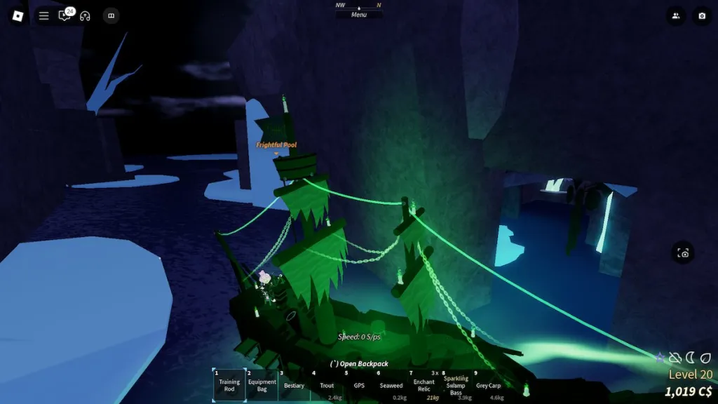 The entrance to Snowcap Cave in Fisch on Roblox.