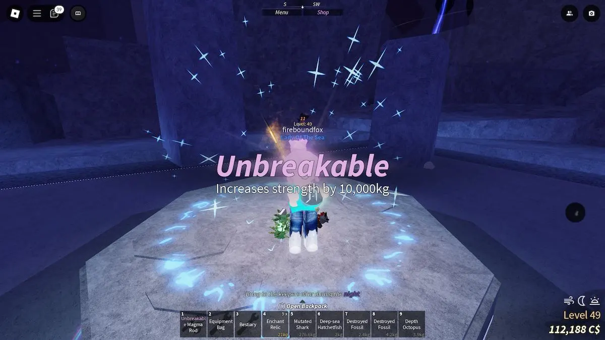 Getting the Unbreakable Spell in Fisch on Roblox.