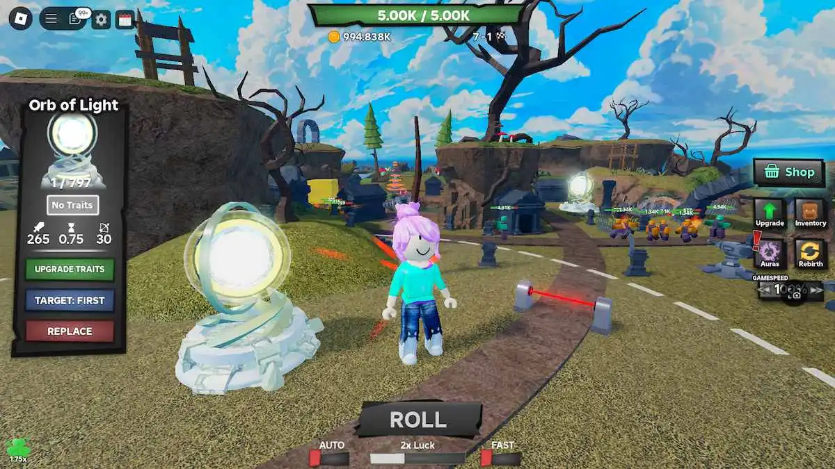 The Orb of Light Tower in Tower Defense RNG on Roblox.