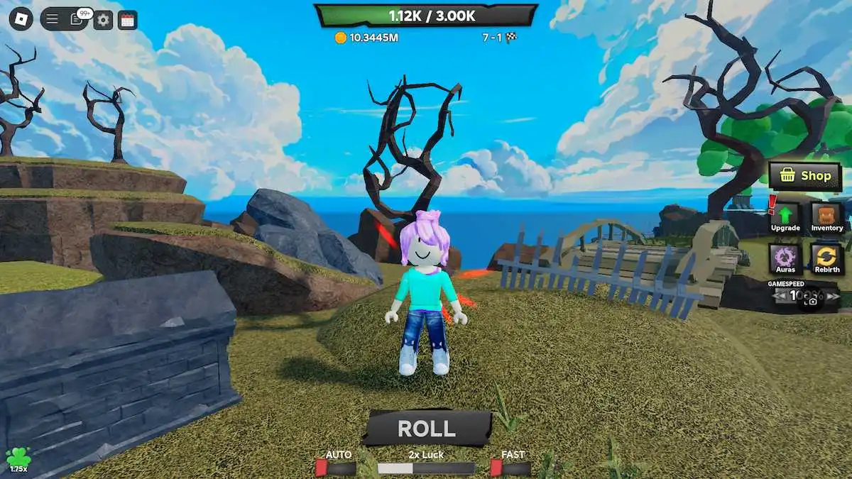 The Roll button in Roblox Tower Defense RNG.