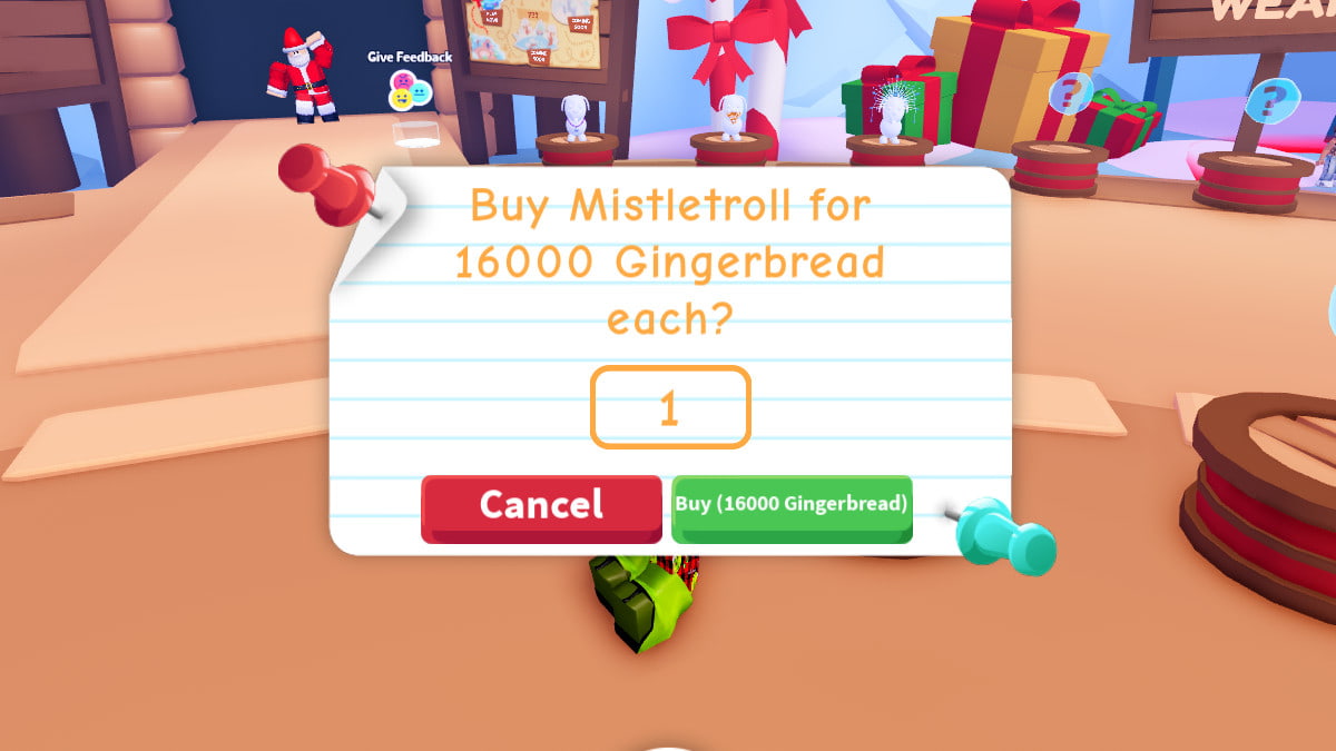 Buying a Mistletroll in Adopt Me! in Roblox.