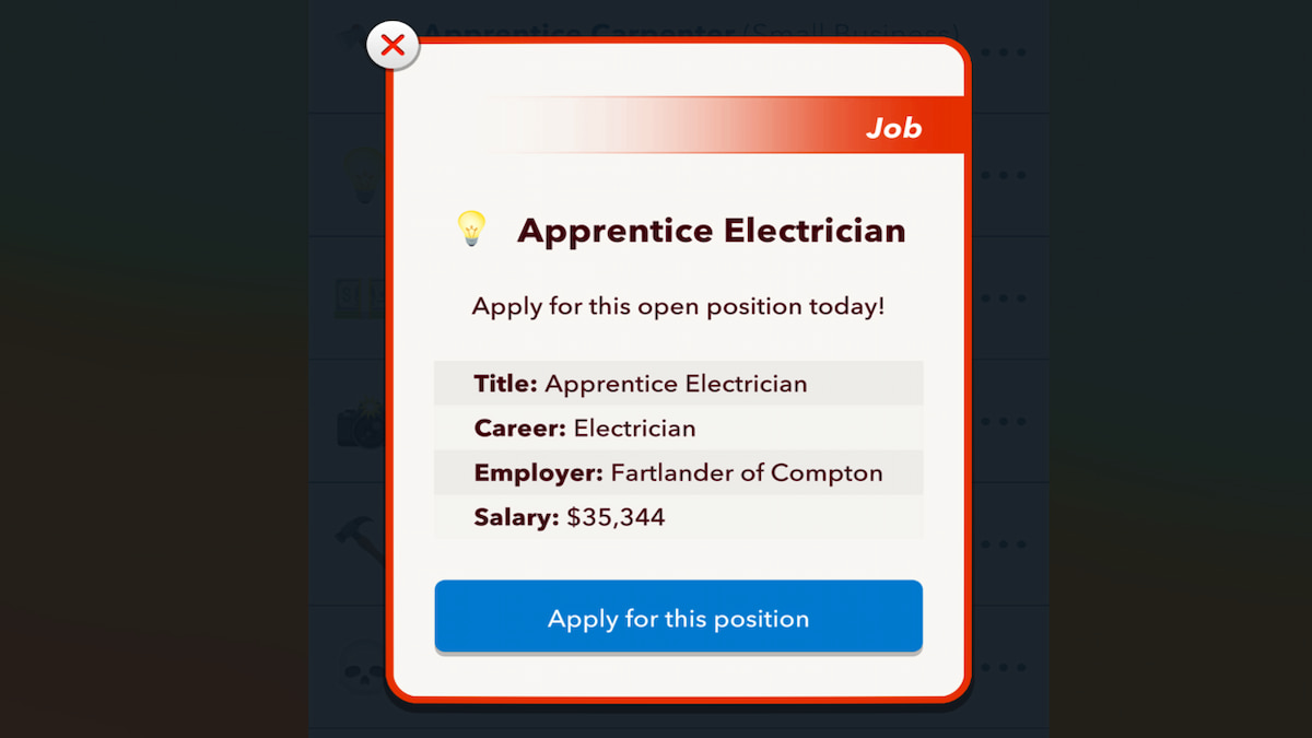 The Electrician Job Post in BitLife