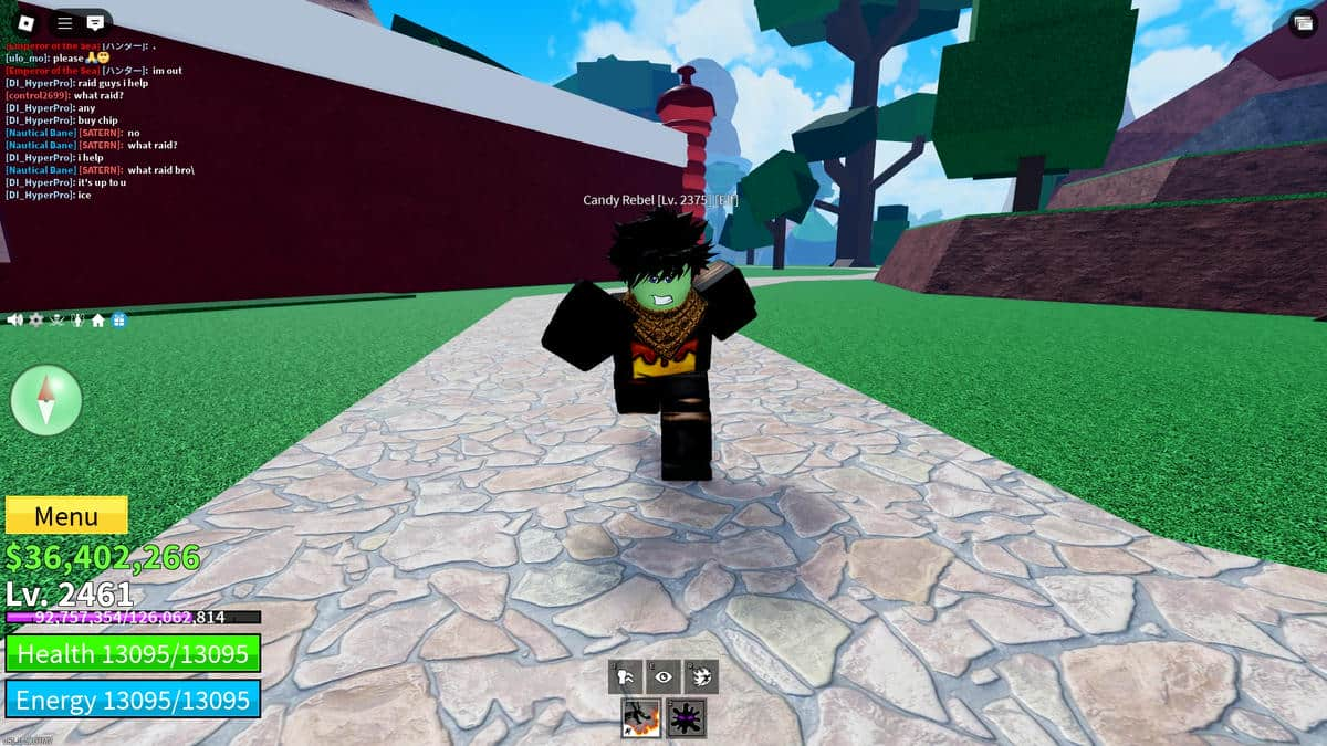 Showing an NPC that drops candy in Blox Fruits