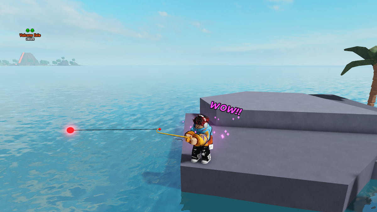 A player holding a rod in Go Fishing