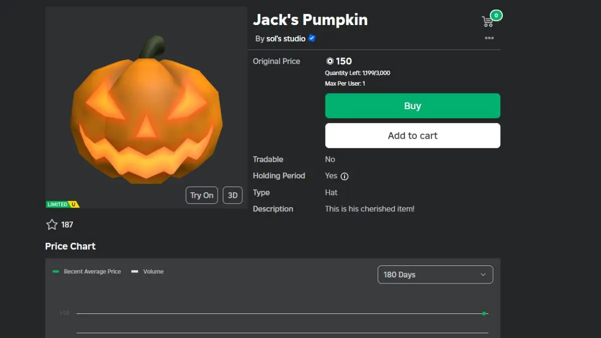 Jack's Pumpkin Sol's RNG Roblox Page