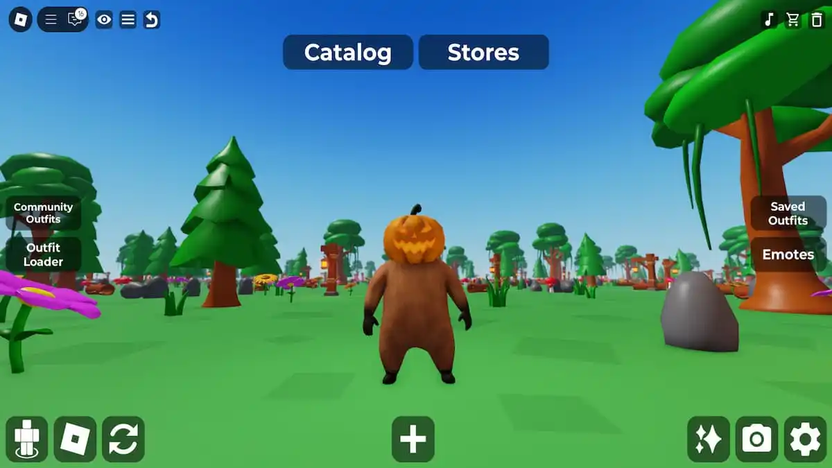 Roblox character with Sol’s RNG Pumpkin Hat equipped