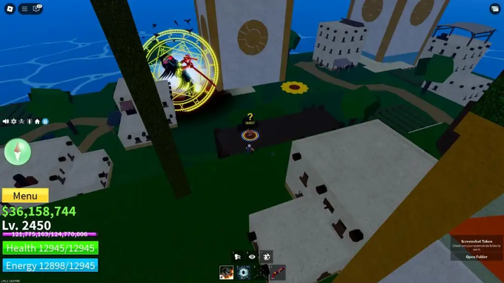 The location of the quest giver on Blox Fruits Tikki Island