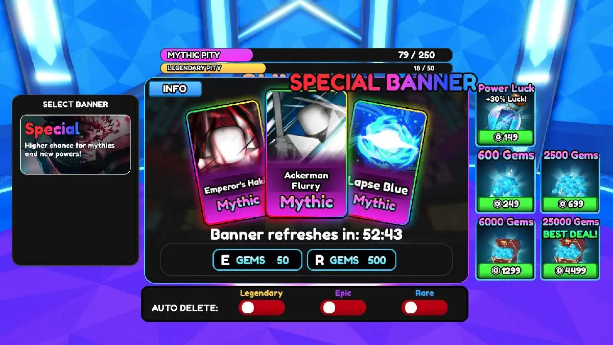 Special Banner preview in Anime Multiverse on Roblox.