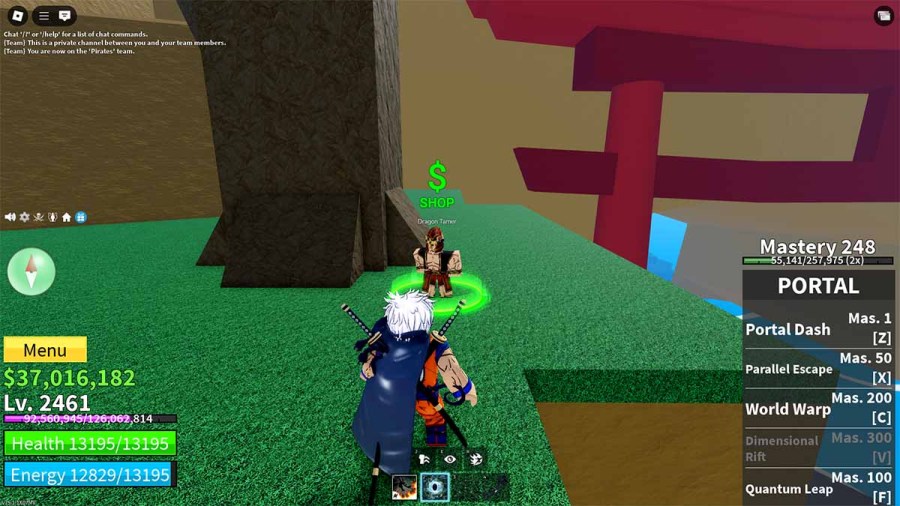 Blox Fruits player looking at Dragon Tamer NPC