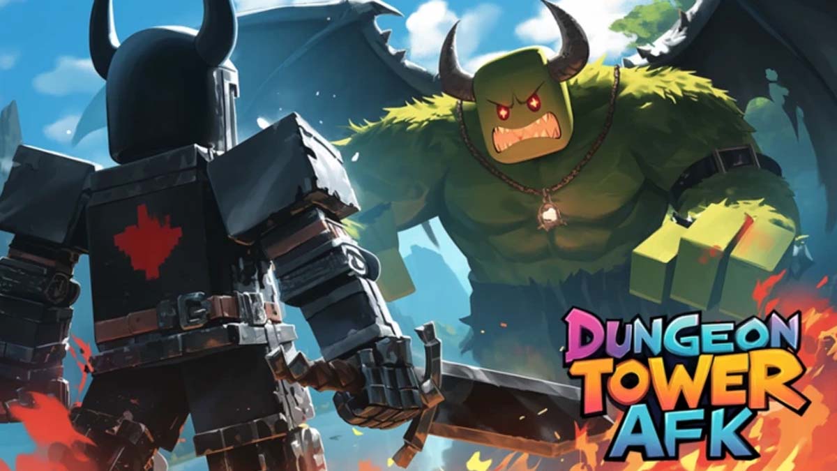 Key art of a character and a monster in Dungeon Tower.