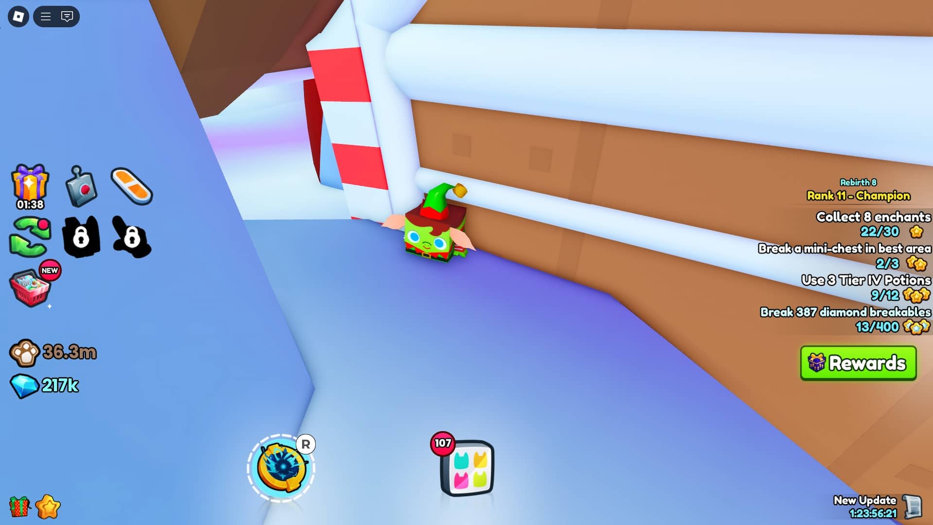 Elf on the Shelf Location behind the house in Holiday World Area 1 in Pet Simulator 99