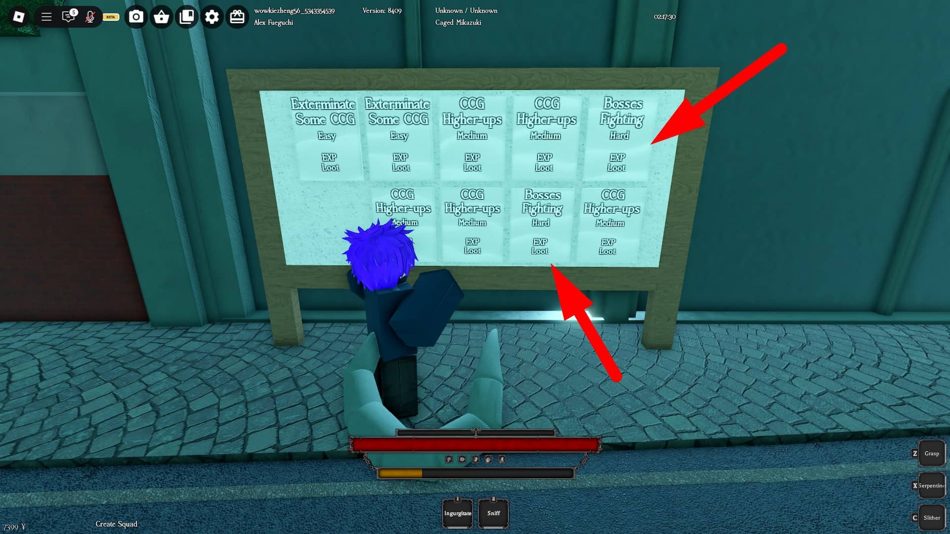 player picking up boss kill missions in ghoul re roblox experience