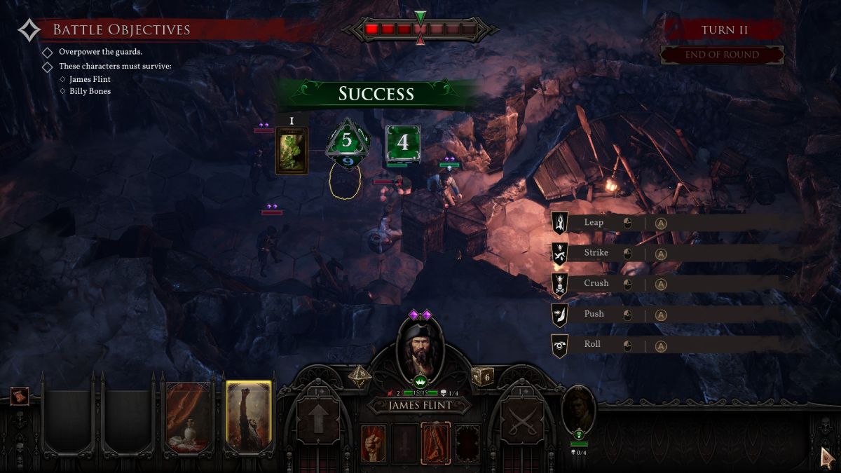 James Flint successfully attacks a guard with his sword in Flint: Treasure of Oblivion.
