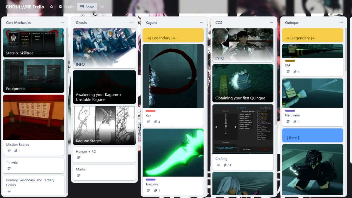 official GHOUL://RE Trello board link