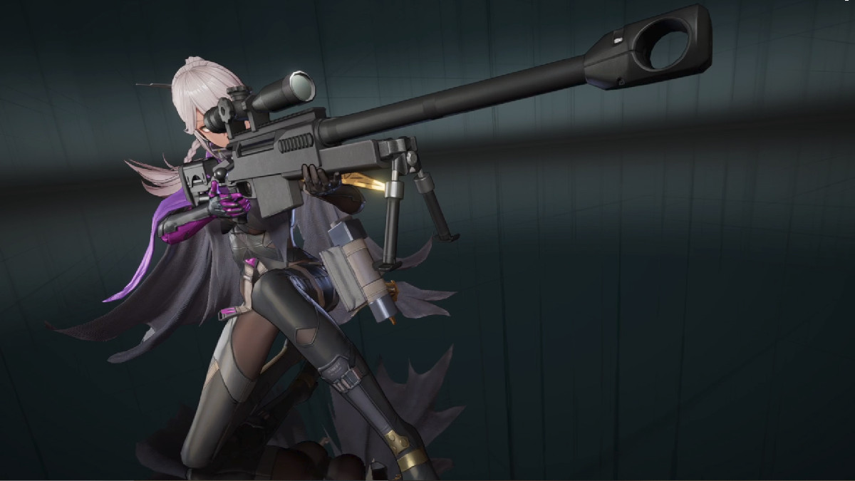 Nemesis aims down sights in Girls' Frontlines 2: Exilium.