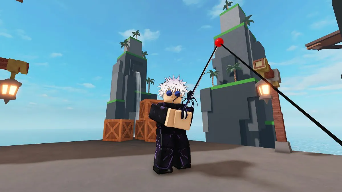 Player fishing in the Go Fishing Roblox experience