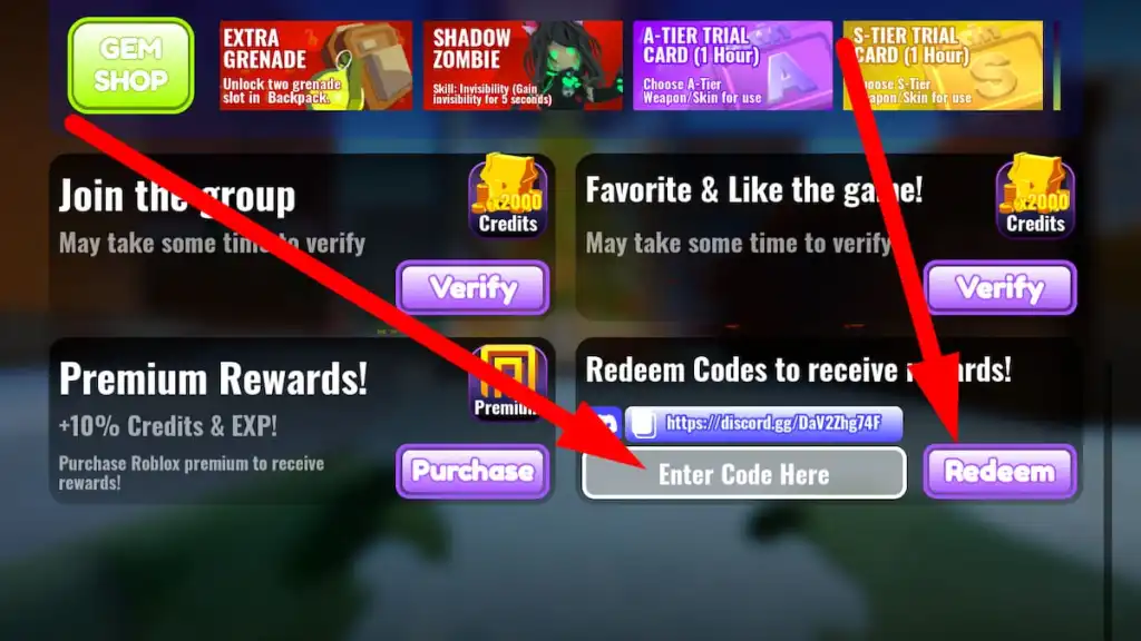 How to redeem CrossBlox codes step 2