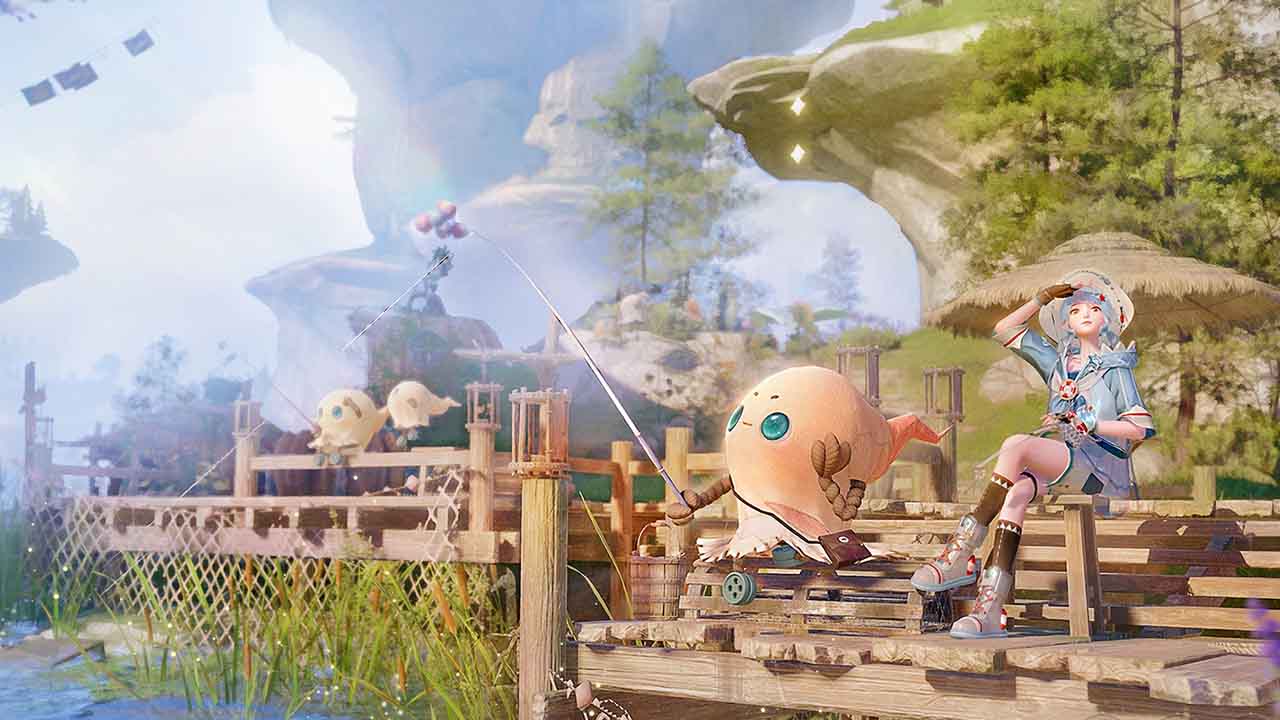 Key art of characters fishing in Infinity Nikki