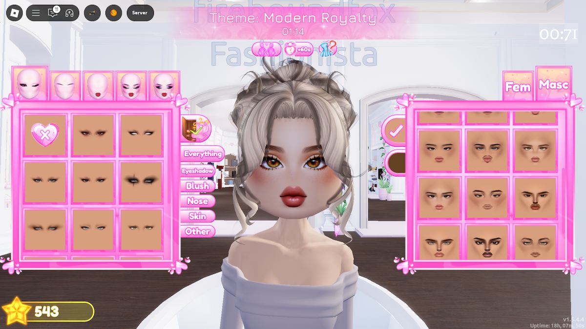 Masc face options in Roblox Dress to Impress.