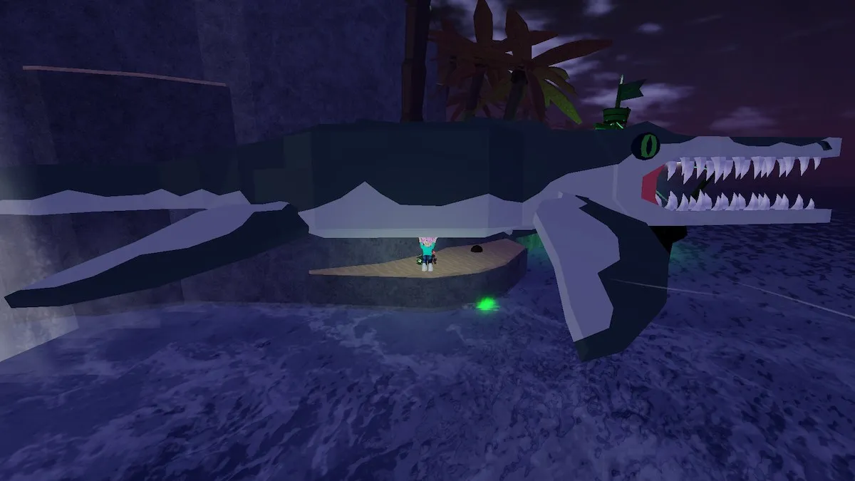 A Big Mosasaurus in Roblox Fisch.