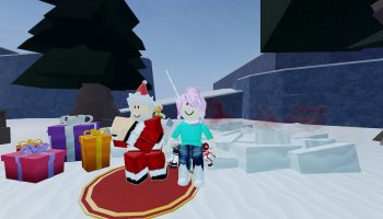 Santa in the Winter Village in Roblox Fisch.