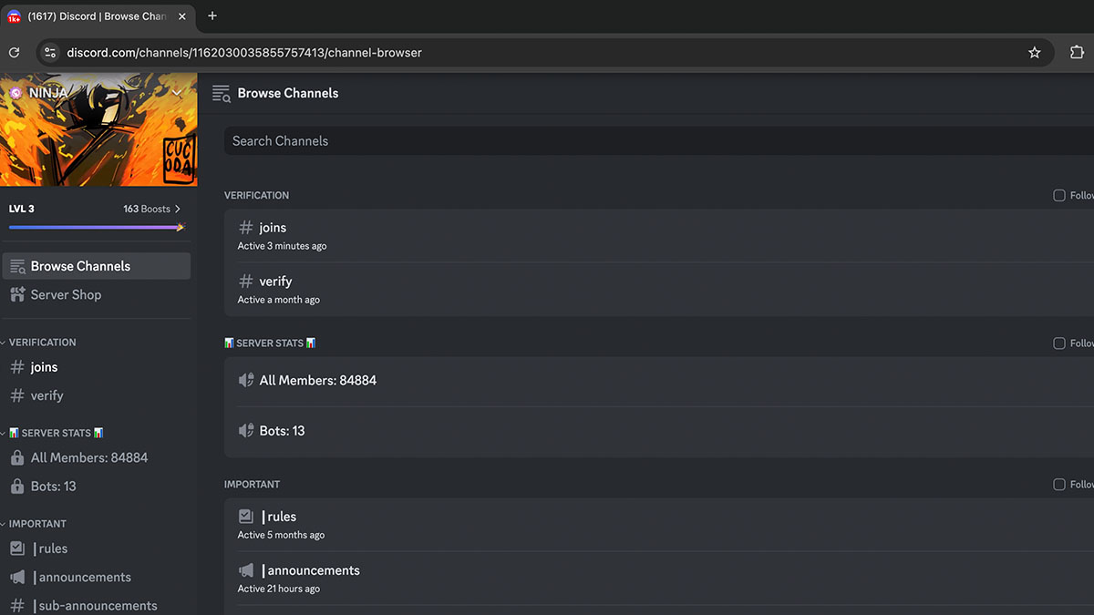 Roblox NINJA Discord server.