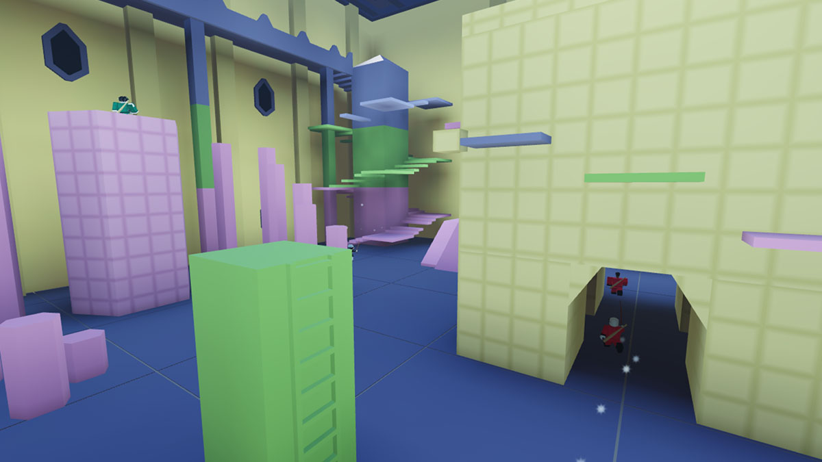 Players playing tag in Squid Game Roblox.