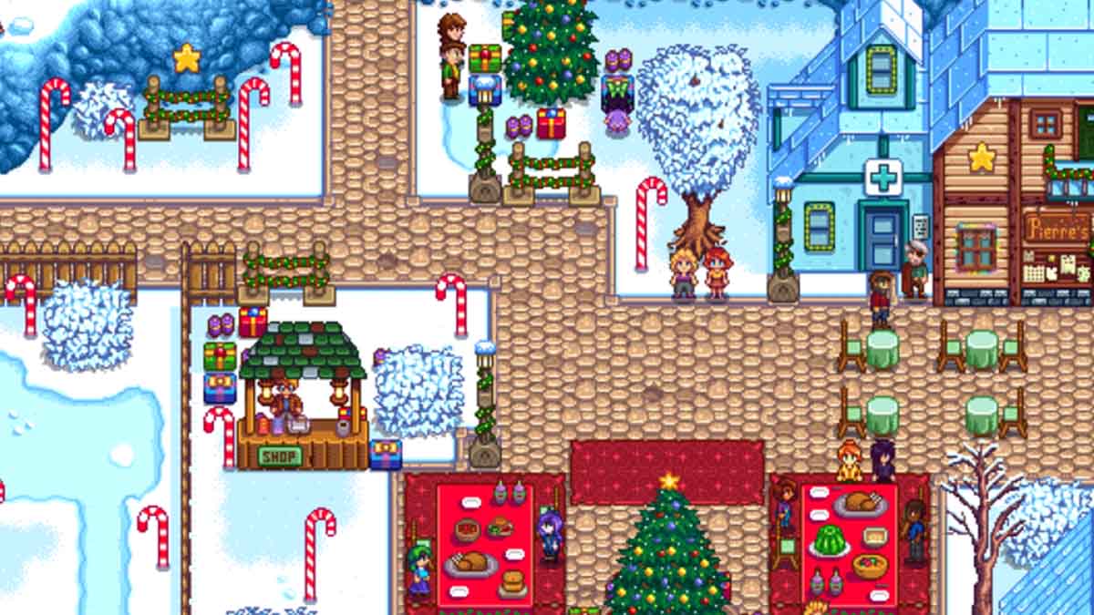 Snow in Stardew Valley.