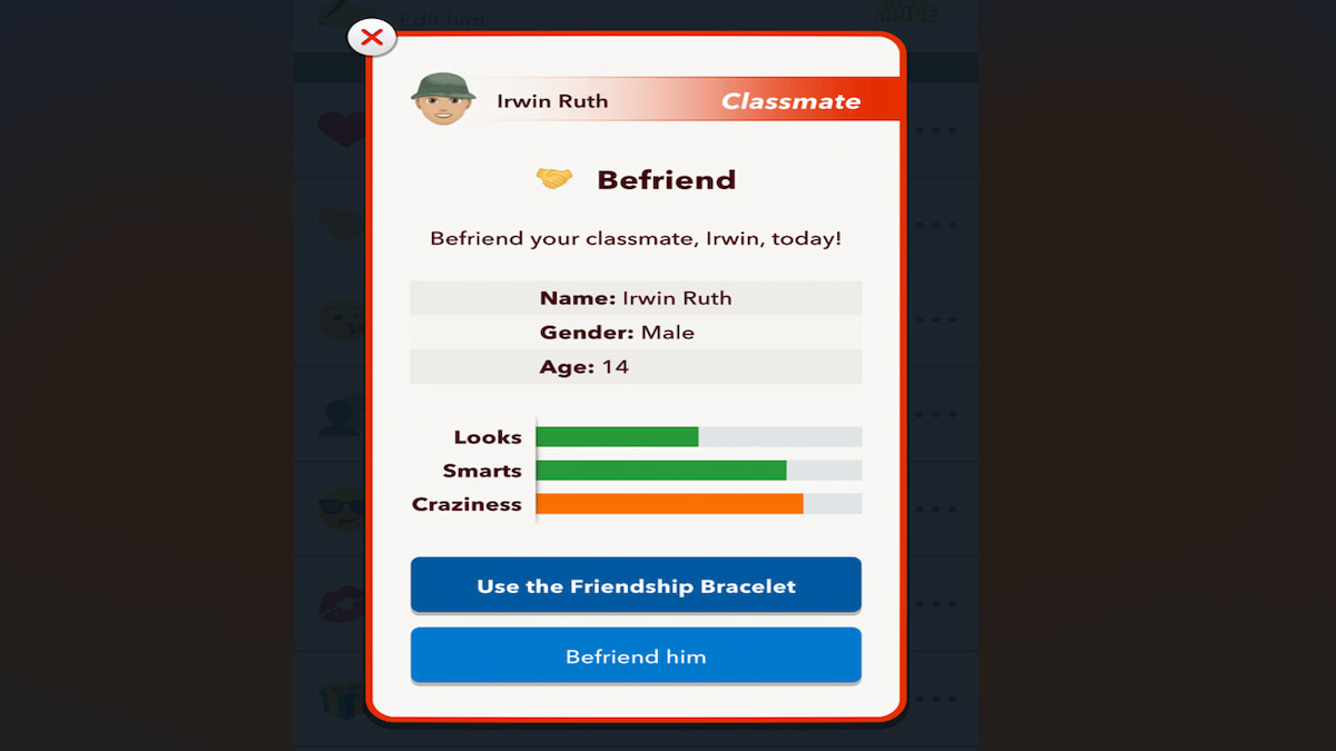 The befriend option in BitLife