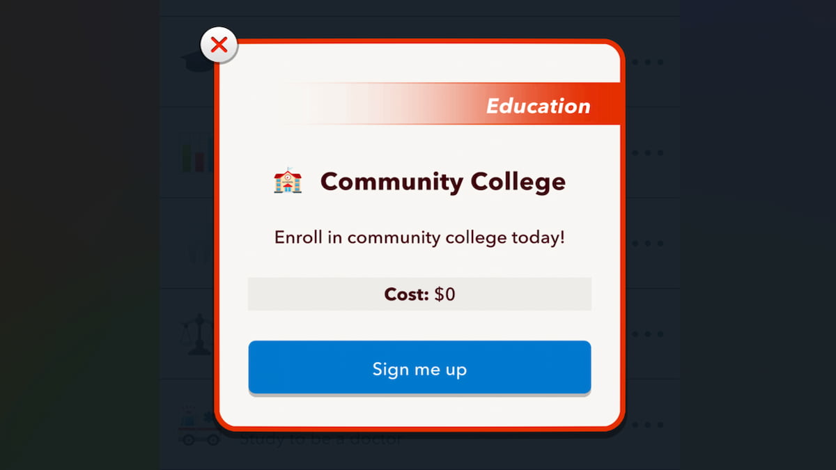 The Community College Tag in BitLife