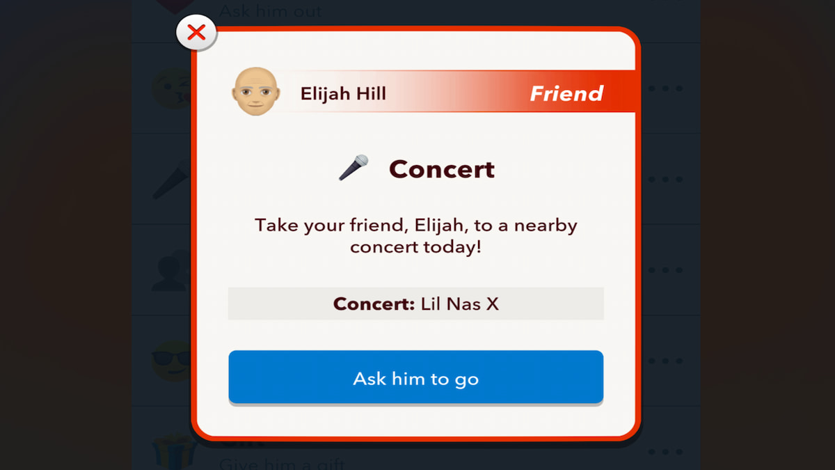 The Concert Menu in BitLife