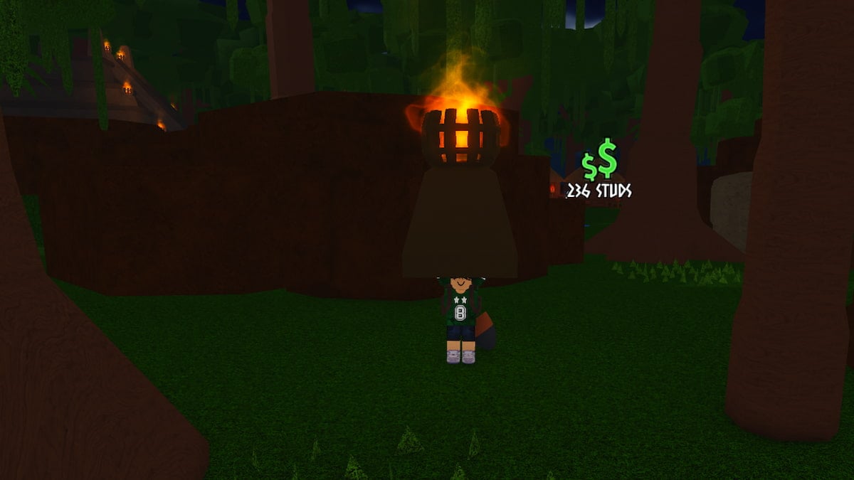 A player holding an object in Tropica