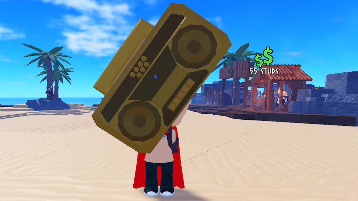 A player holding Boombox in Dig It