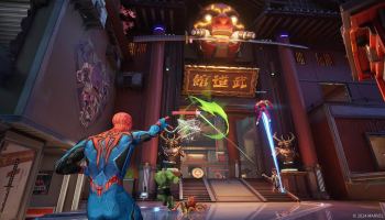 A spiderman swinging in Marvel Rivals