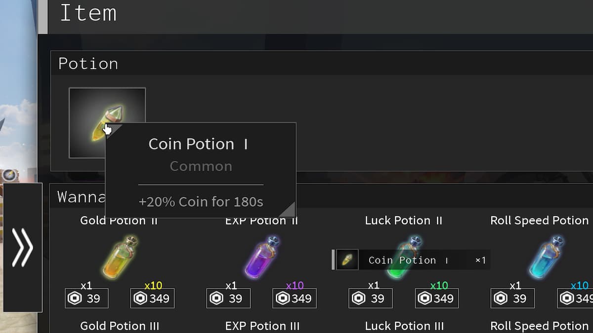 Item Inventory in Lootify in Potions