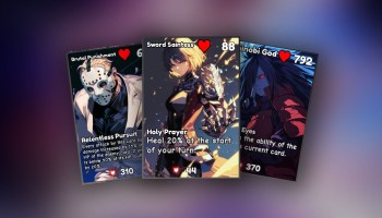 Collage of three different cards from Anime Card Battle.