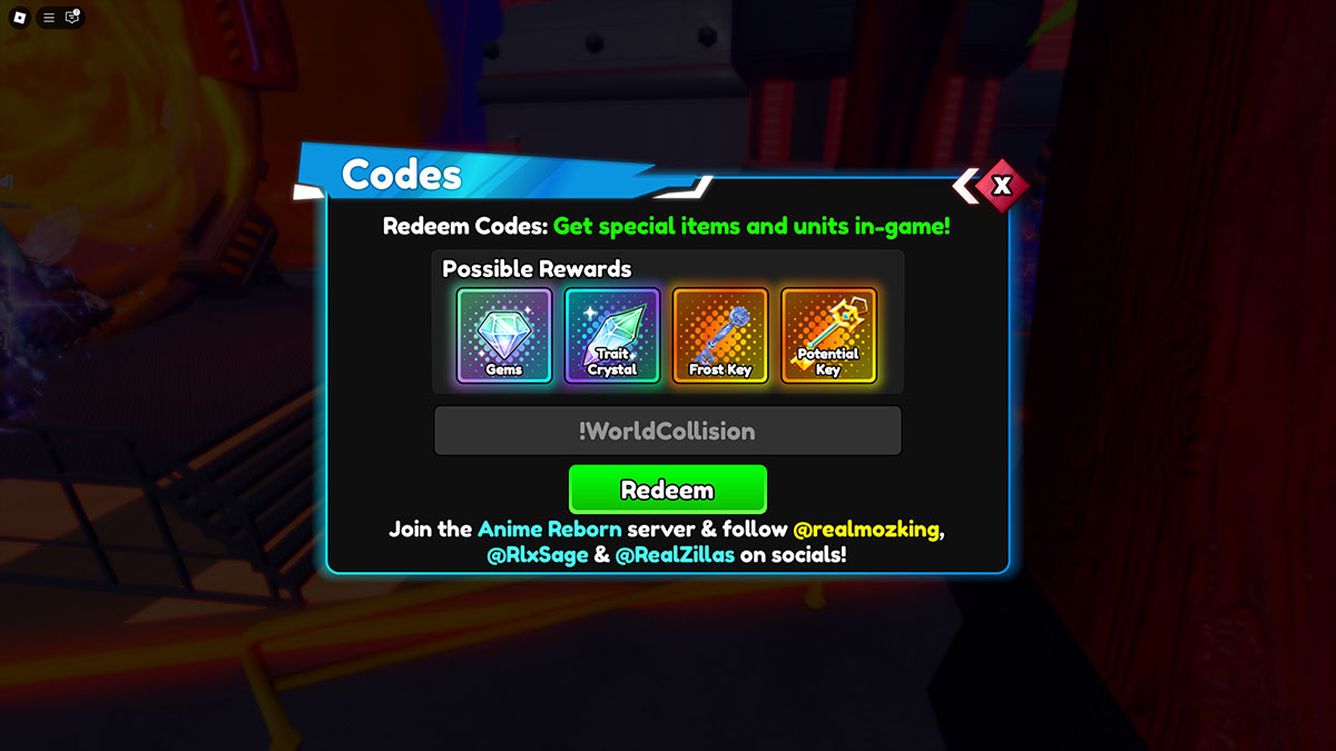 Anime Reborn redeem codes