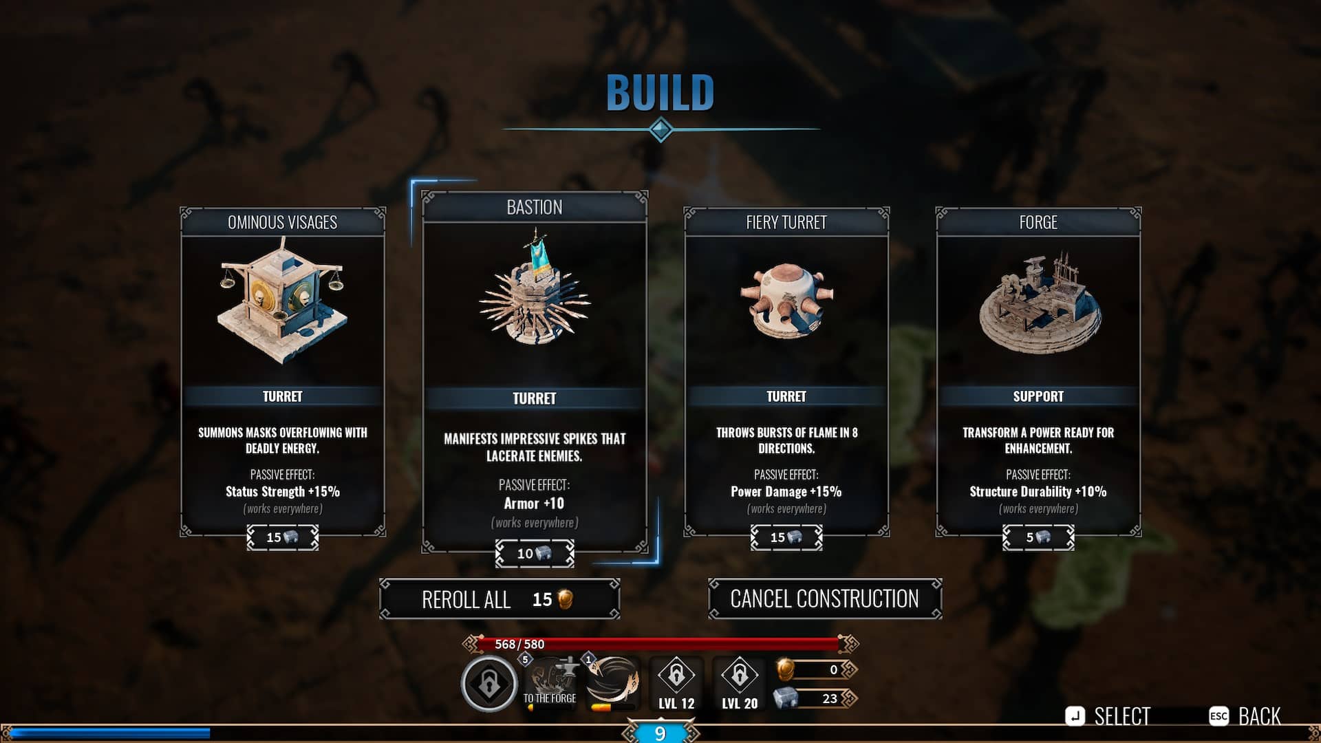 building menu in achilles survivor