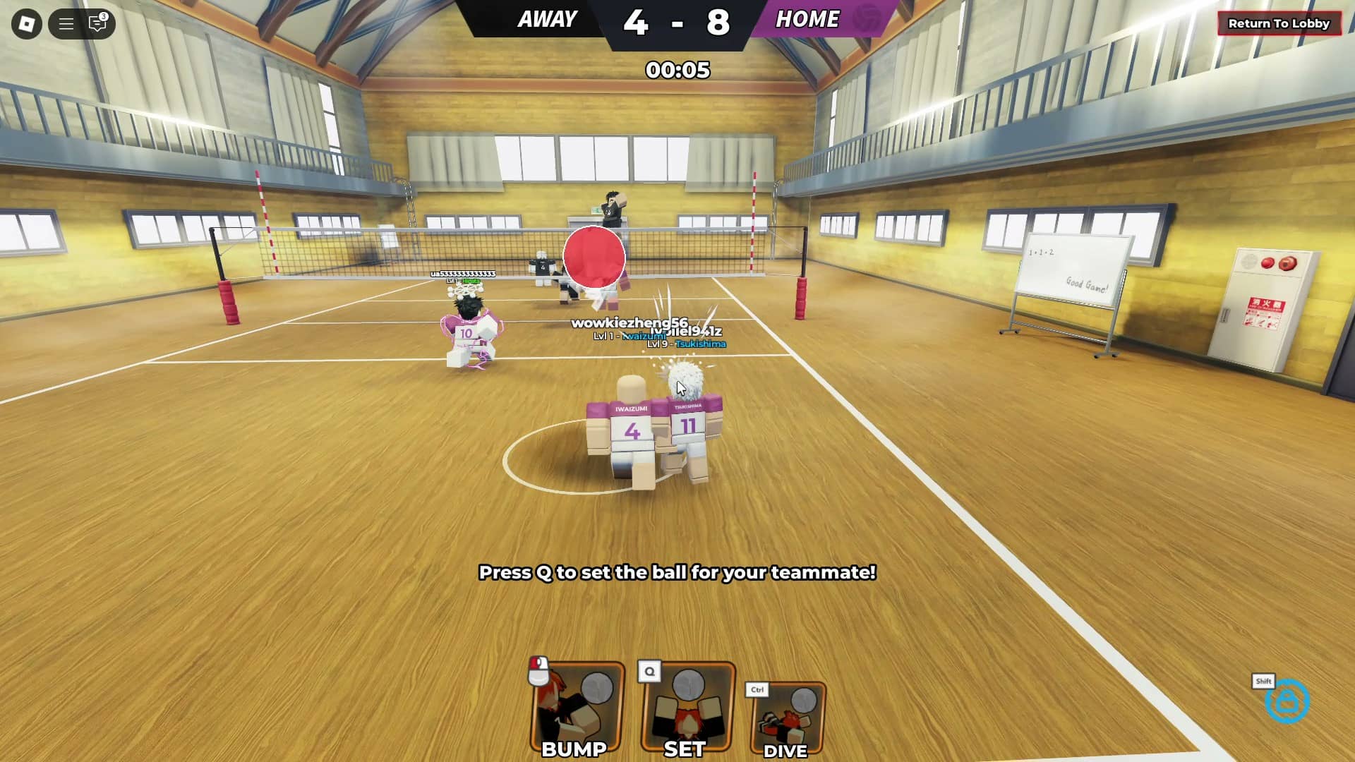 player using bump in haikyuu legends