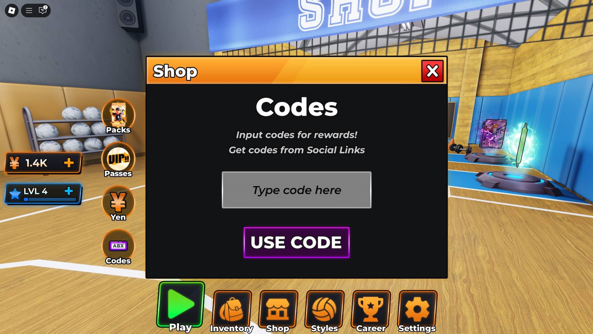 codes redemption menu in haikyuu legends