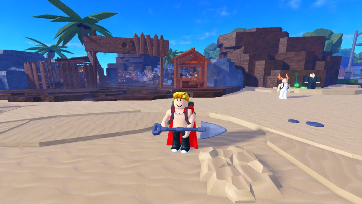 Player holding Superior Shovel in Dig It Roblox