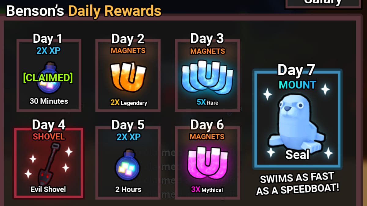 Benson's daily rewards in Lunar new Year event in Dig It Roblox